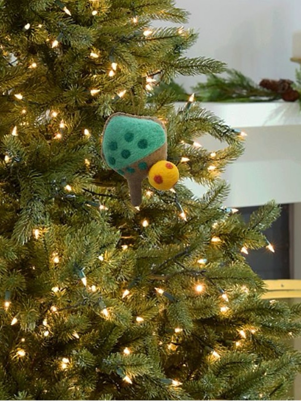 NWT the St. Nicholas Square Wool Pickleball Felt Christmas Ornament , Set of (2)